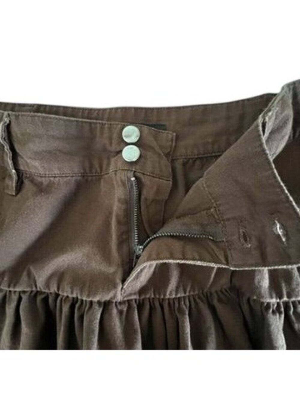 Chocolate Brown Ruffle Micro Mini Skirt L Tiered Y2K Dark Coquette Fairy Grunge - Picture 4 of 10